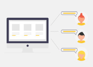 illustrasjon av en SMS gateway som kobler tre personer sammen